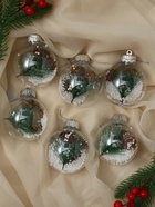 Ёлочные игрушки «Льдинка - шишки», шары новогодние, d=8 см, набор 6 шт., прозрачный - Фото 3