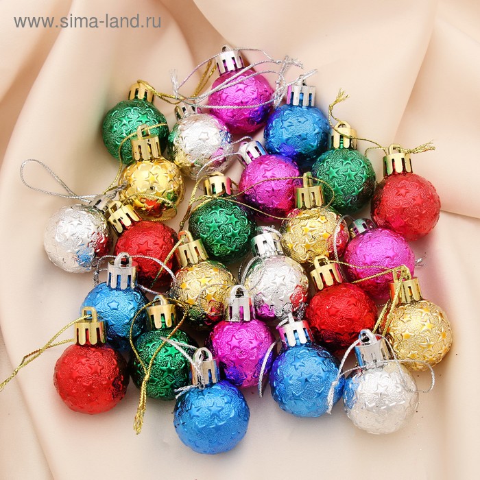 Ёлочные игрушки «Звёздная ночь», шары новогодние, d=3 см, набор 24 шт., МИКС
