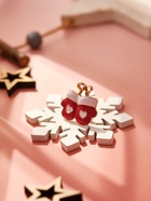 Брошь новогодняя «Варежки с сердечком», красная, белая в золоте - Фото 3