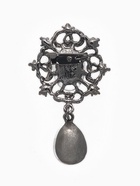 Брошь «Императрица» вензеля, цвет изумрудный в сером металле - Фото 2