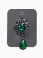 Брошь «Императрица» вензеля, цвет изумрудный в сером металле - Фото 5