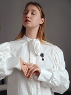 Брошь «Императрица» вензеля, цвет изумрудный в сером металле - Фото 7