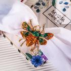 Кольцо для платка «Жук» весенний, цвет зелёный в золоте - Фото 1