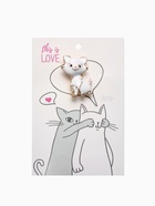 Брошь «Котенок» взъерошенный, белая в золоте - Фото 4