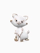 Брошь «Котенок», взъерошенный, белая в золоте - Фото 1