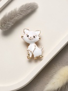 Брошь «Котенок», взъерошенный, белая в золоте - Фото 2