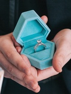 Футляр под серьги, кольцо «Кристалл», бархатный, 6.5×6 см, голубой - фото 54704830