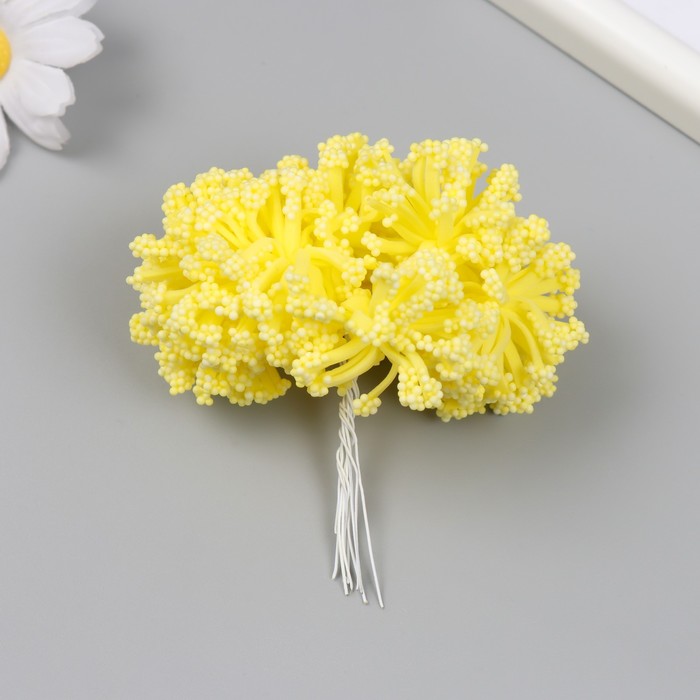 Цветы для декорирования "Облако" лимон 1 букет=12 цветов 8 см - фото 1911376685