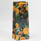 Пакет под бутылку крафтовый «Новогоднее настроение», 13 × 36 × 10 см - Фото 1