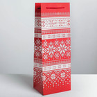 Пакет под бутылку крафтовый «Уютного нового года», 13 × 36 × 10 см - Фото 1