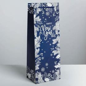 Пакет под бутылку крафтовый «Happy New Year!», 13 × 36 × 10 см