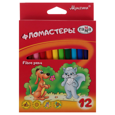 Фломастеры 12 цветов «Гамма. Мультики», смываемые, картонная упаковка, европодвес 180319_05