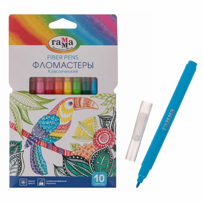 Фломастеры 10 цветов «Гамма. Классические», смываемые, картонная упаковка, европодвес 180319_10