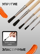 Набор кистей для рисования, белка, 5 штук: №: 1, 2, 3, 4, 5, Calligrata, круглые, деревянная ручка, в пакете - Фото 2