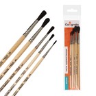 Набор кистей для рисования, белка, 5 штук: №: 1, 2, 3, 4, 5, Calligrata, круглые, деревянная ручка, в пакете - Фото 3