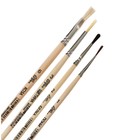 Набор кистей для рисования, пони, белка, щетина, коза, 4 штуки: №1, 2, 3 (круглые), № 6 (плоская), Calligrata, круглые, плоская, деревянная ручка - Фото 3