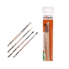 Набор кистей для рисования, пони, белка, щетина, коза, 4 штуки: №1, 2, 3 (круглые), № 6 (плоская), Calligrata, круглые, плоская, деревянная ручка - Фото 4
