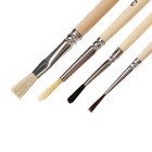 Набор кистей для рисования, пони, белка, щетина, коза, 4 штуки: №1, 2, 3 (круглые), № 6 (плоская), Calligrata, круглые, плоская, деревянная ручка - Фото 4