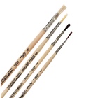 Набор кистей для рисования, пони, белка, щетина, коза, 4 штуки: №1, 2, 3 (круглые), № 6 (плоская), Calligrata, круглые, плоская, деревянная ручка - Фото 6