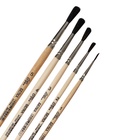 Набор кистей для рисования, белка, 5 штук: №: 1, 2, 3, 4, 5, Calligrata, круглые, деревянная ручка, в пенале - Фото 7