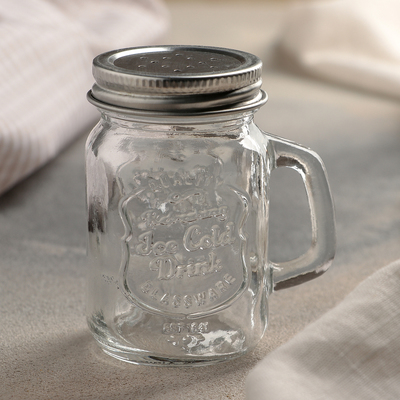 Солонка «Банка», 100 мл, 7×5.5×8.5 см, стекло, рисунок МИКС