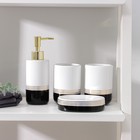 Набор аксессуаров для ванной комнаты «Лили», 4 предмета (дозатор 300 мл, мыльница, 2 стакана), цвет бело-чёрный - фото 2886119