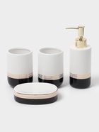 Аксессуары для ванной «Лили», 4 предмета: дозатор 300 мл, мыльница, 2 стакана, бело-чёрные - Фото 1