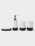 Аксессуары для ванной «Лили», 4 предмета: дозатор 300 мл, мыльница, 2 стакана, бело-чёрные - Фото 2