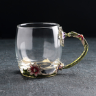 Кружка стеклянная 330 мл "Аленький цветок", цветы белые - Фото 1