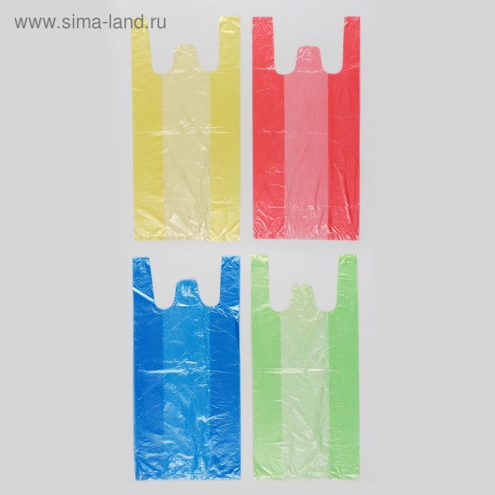 Пакет "4 цвета", полиэтиленовый, майка, ассорти, 40х20 см, 8 мкм - Фото 1