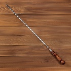Шампур с деревянной ручкой, рабочая длина - 60 см, ширина - 10 мм, толщина - 3 мм с узором - Фото 7