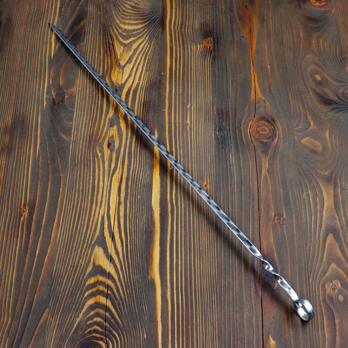 Шампур с ручкой-кольцом, рабочая длина - 60 см, ширина - 10 мм, толщина - 3 мм с узором - фото 1880488712