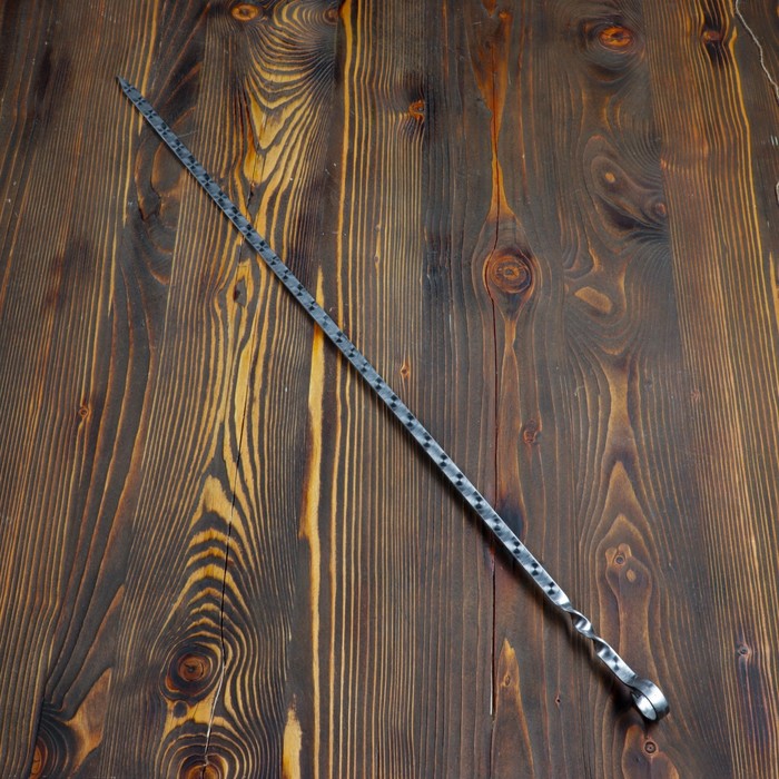 Шампур с ручкой-кольцом, рабочая длина - 70 см, ширина - 10 мм, толщина - 3 мм с узором - фото 1905567294