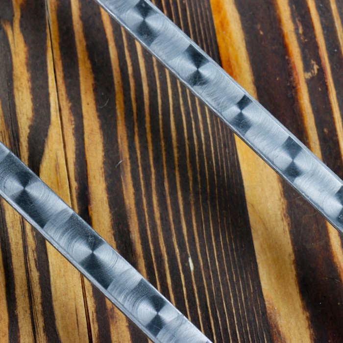 Двойной вилка-шампур с деревянной ручкой, с узором, 50см - фото 1880488718