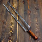 Двойной вилка-шампур с деревянной ручкой, с узором, 60см - фото 320091693