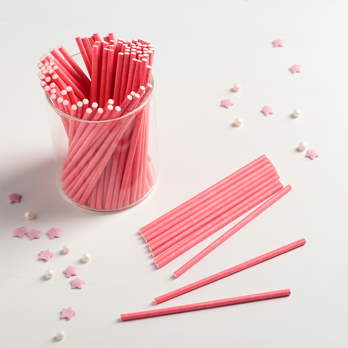 Палочки для кейк-попсов, 10×0,2 см, 100 шт, цвет розовый - фото 1907016557