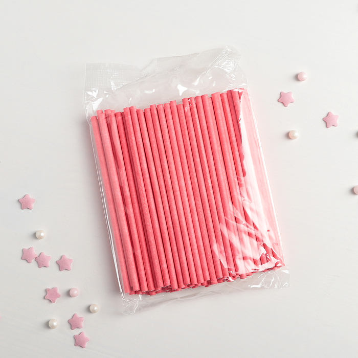 Палочки для кейк-попсов, 10×0,2 см, 100 шт, цвет розовый - фото 1907016558