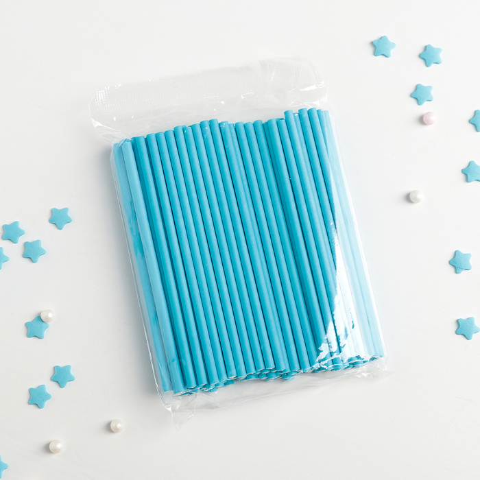 Палочки для кейк-попсов, 10×0,3 см, 100 шт, цвет синий - фото 1884941884
