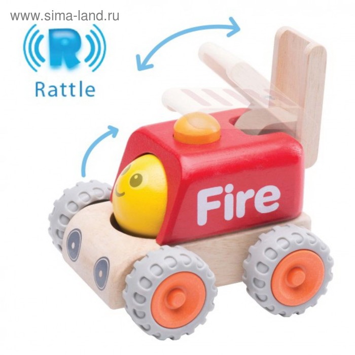 Деревянная игрушка Miniworld «Пожарная машина с улыбкой» - Фото 1