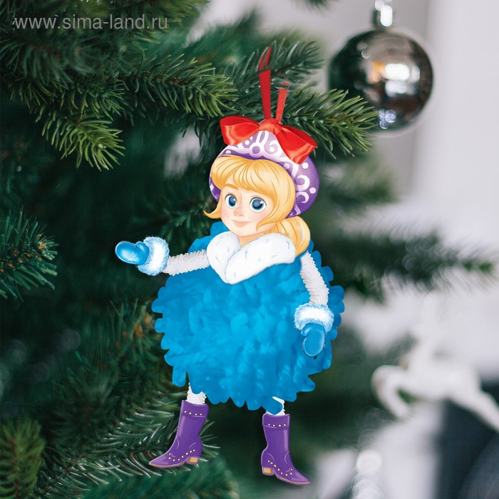 Елочная игрушка из помпона "Снегурочка" - Фото 1