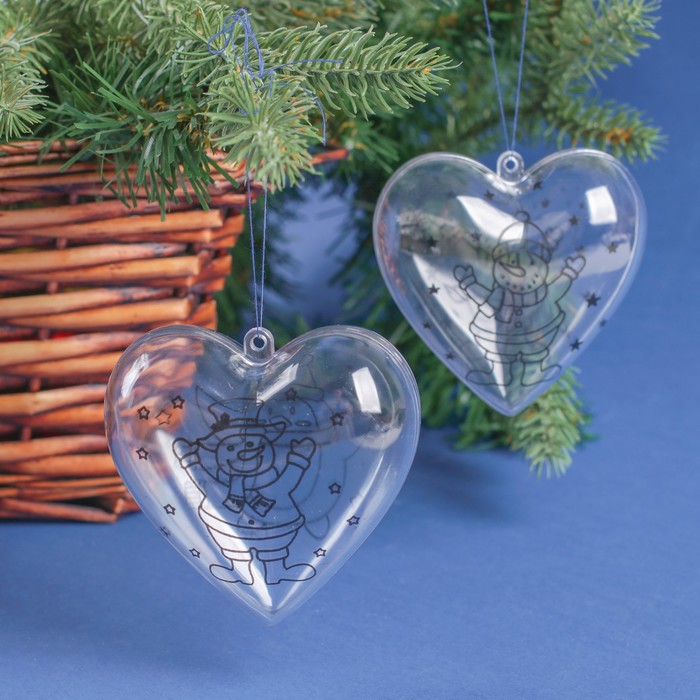 Набор новогодних украшений под раскраску «Сердце» 2 шт., размер собранного: 6,5 см,МИКС - фото 1908474800