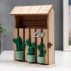 Ключница дерево 6 крючков "Кактусы в горшочках. Home" 26,8х21,7х6 см - фото 42096782