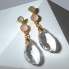 Серьги висячие со стразами «Хрусталики», цветные в золоте - Фото 1