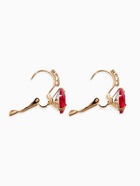 Серьги со стразами «Кристалл» яркий, цвет бело-красный в золоте - Фото 2