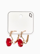 Серьги со стразами «Кристалл» яркий, цвет бело-красный в золоте - Фото 3