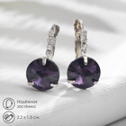 Серьги со стразами «Подари нежность» кристалл, тёмно-фиолетовые в серебре - Фото 1
