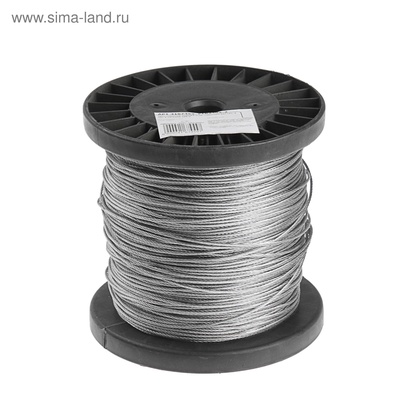 Трос стальной ТУНДРА krep, структура 6×7+FC, 2 мм, в катушке 200 м