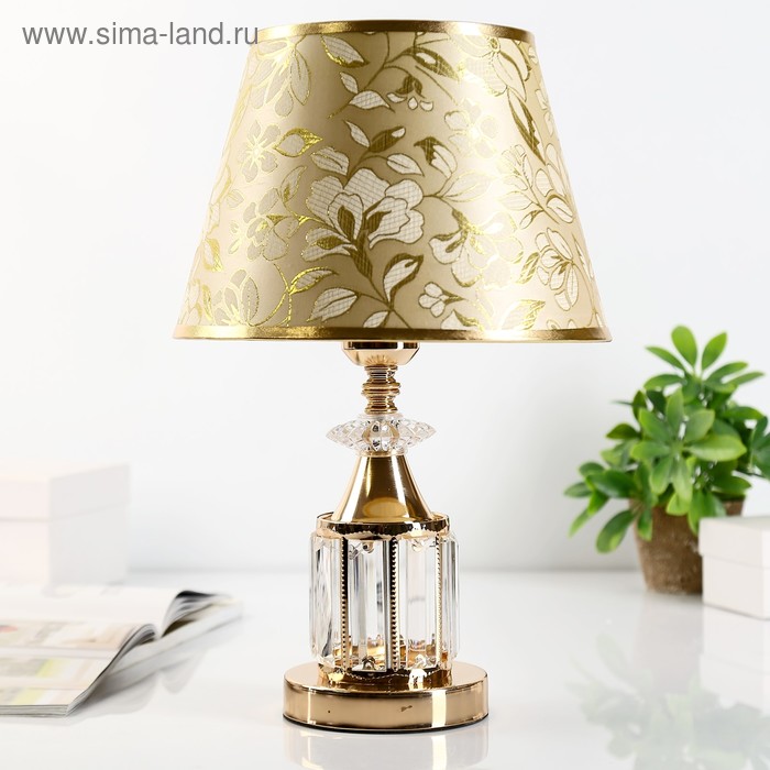 Лампа настольная с подсветкой «Кристал» 1×40 Вт Е27 золото 26×26×39 см RISALUX - Фото 1