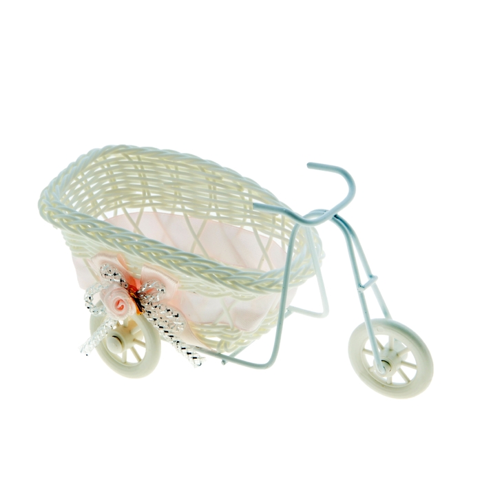 Корзина декоративная "Велосипед кашпо с розовой лентой" 16,5х9,5х6,5 см - Фото 1