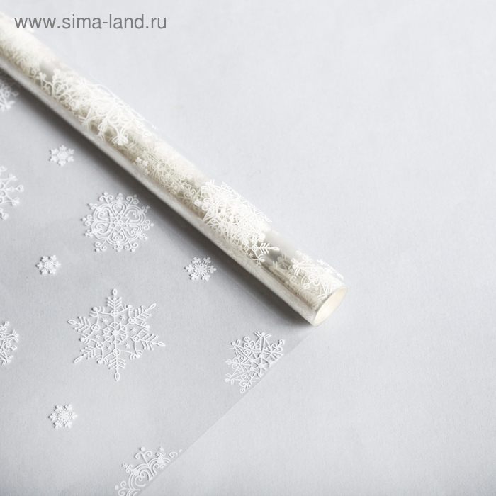 Плёнка глянцевая «Снежинки», белая, 1 × 5.2 м - Фото 1